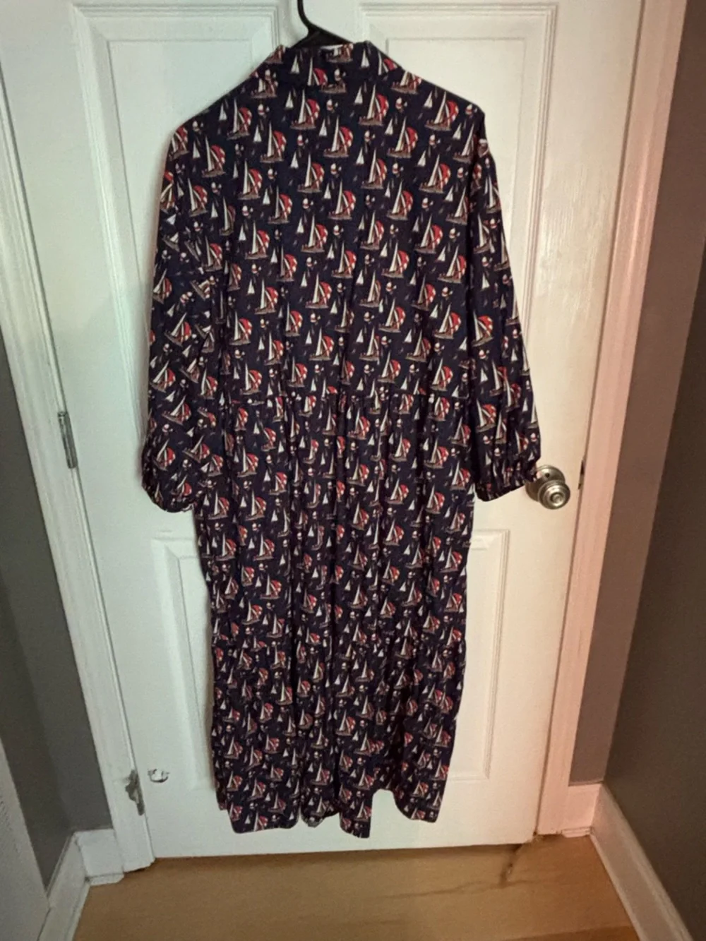 Anthropologie Maeve Bettina tiered shirt dress sailboats size L - Picture 3 of 4